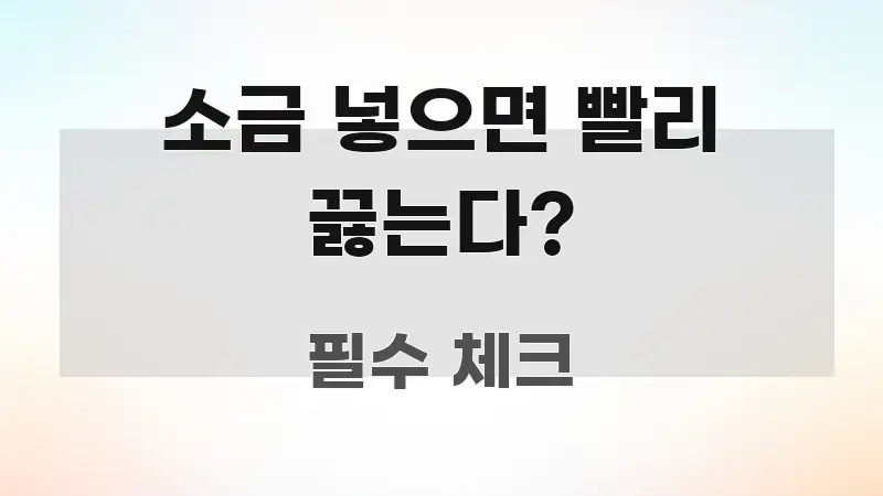 소금 넣으면 빨리 끓는다? 정보 이미지 소금 넣으면 빨리 끓는다? 핵심 요점 중심의 텍스트 기반 블로그 이미지