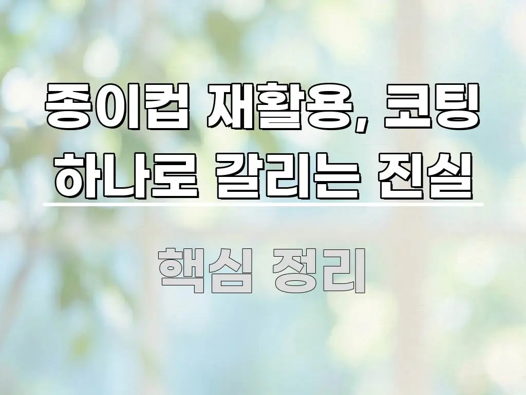종이컵 재활용, 코팅 하나로 갈리는 진실 요점만 뽑아낸 깔끔한 인포그래픽 표지 - 참고용 이미지